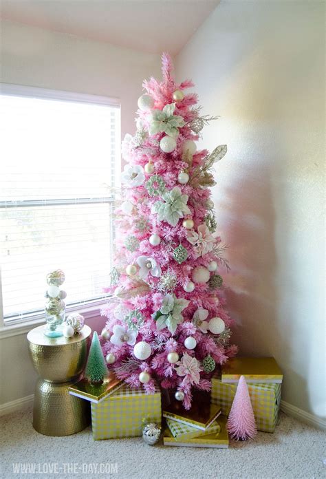 Pink and gold Christmas tree ribbons