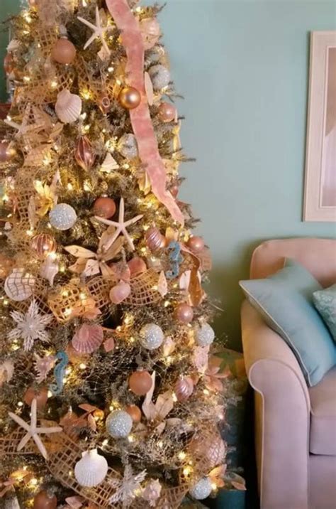 Pink and gold coastal Christmas tree decoration