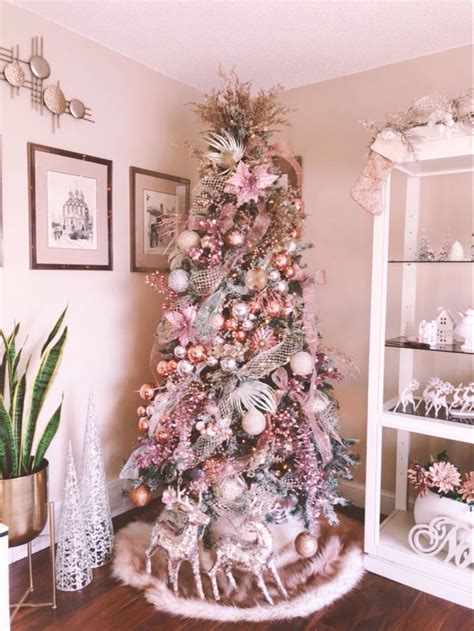 Pink and gold vintage glam Christmas tree decoration