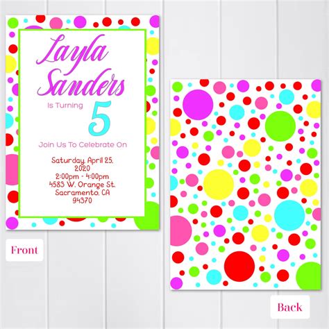 Pink Polka Dot Birthday Invitation Template Design Ideas