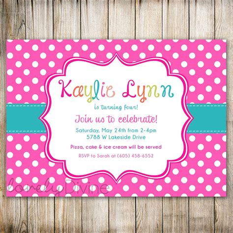 Pink Polka Dot Birthday Invitation