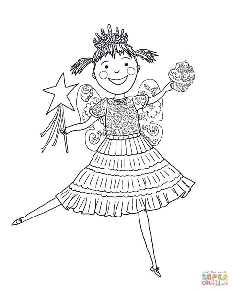 Pinkalicious coloring page with Pinkalicious and her Halloween costume