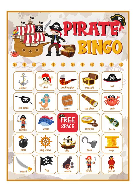 Pirate Bingo Picture Words