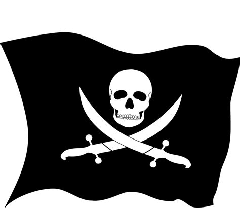 Pirate flag with a skull and crossbones emblem