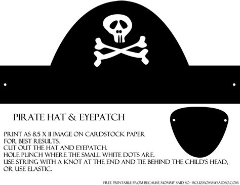 Pirate hat template with eyepatch