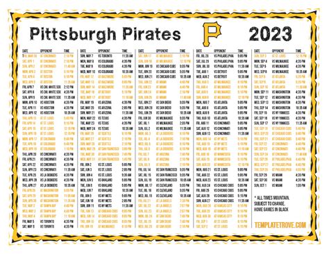 Pirate Printable Schedule Template