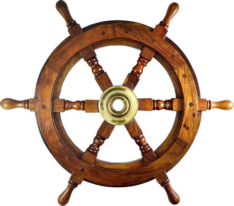 Pirate ship wheel with a rope and an anchor