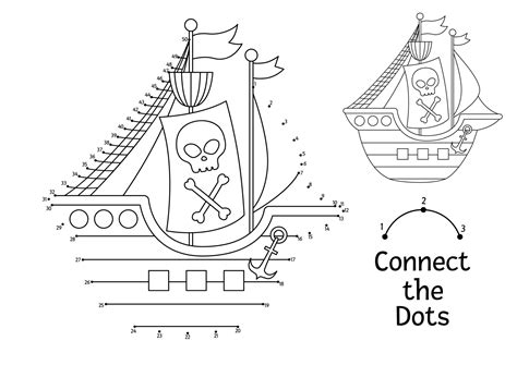 Pirate treasure hunt dot to dot printable