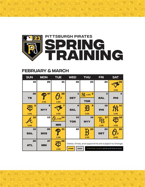 Pirates Schedule Calendar