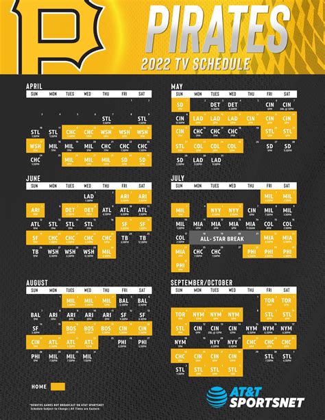 Pirates Schedule Printable