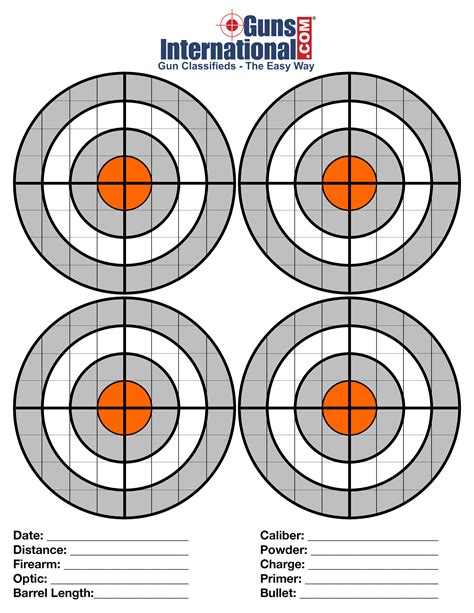 Pistol target printable with dot design