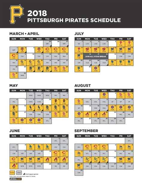 Pittsburgh Pirates Schedule on Official Website