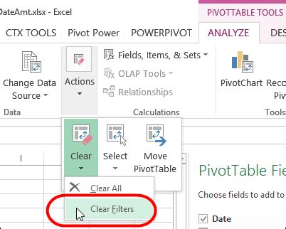 Pivot Table Clear Filters