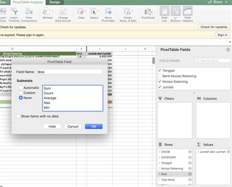 Pivot Table on Mac