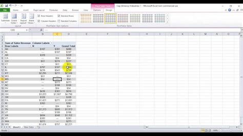 Pivot Table Shading in Excel