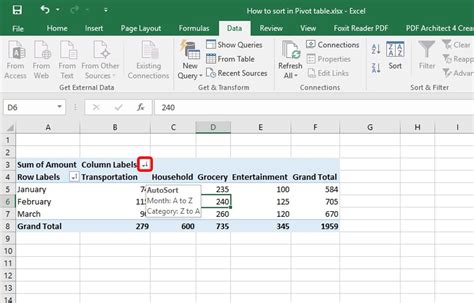 Pivot Table Sort