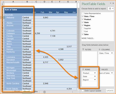 PivotTable layout options