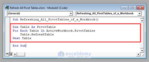 Refresh All PivotTables in VBA