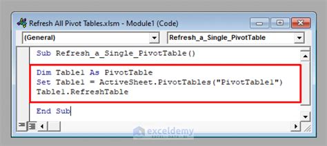 Refresh PivotTable in VBA