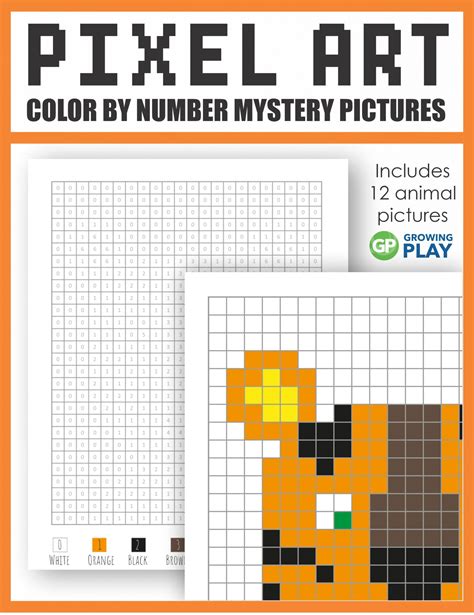 Pixel art color by number printables