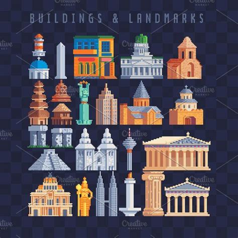 Pixel art landmarks