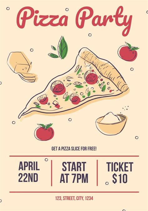 Pizza Party Flyer Template 1