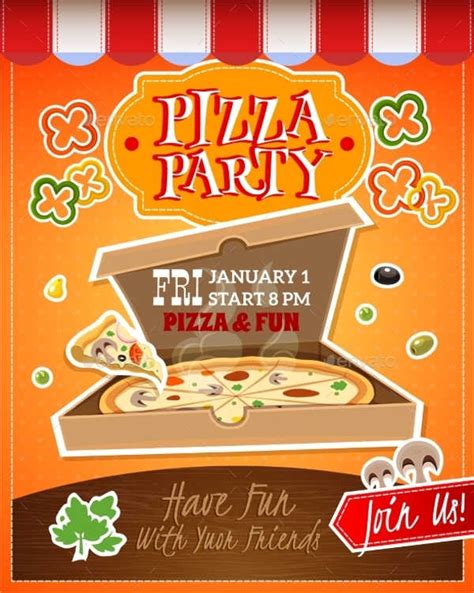 Pizza Party Flyer Template 3