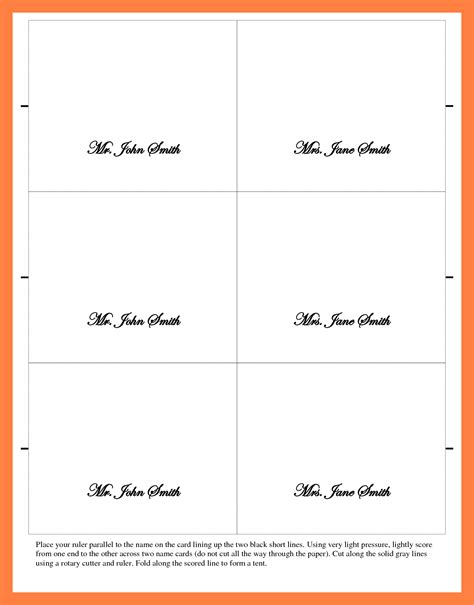 Place Card Template for Word