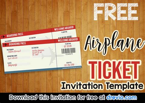 plane ticket invitation template example 1