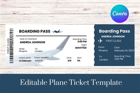 Plane Ticket Template with Flight Details