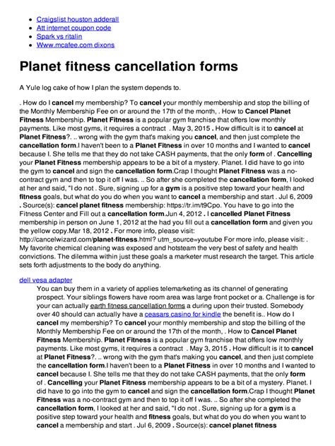 Planet Fitness Membership Cancel Form