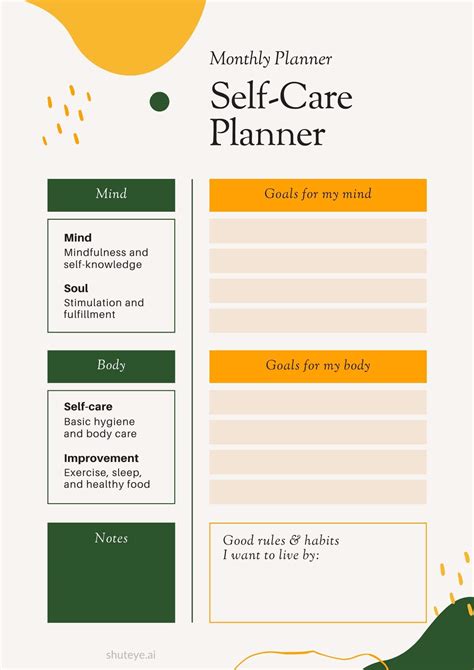 Planner with a focus on mindfulness and self-care