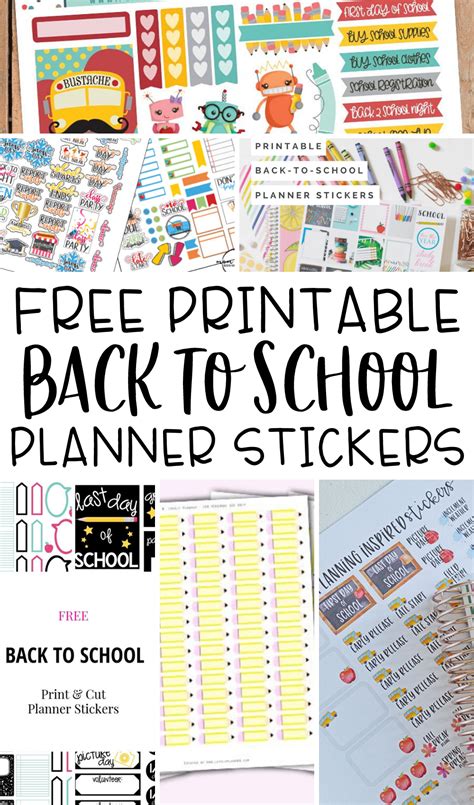 Back-to-school themed free planner stickers printable designs