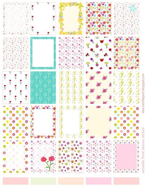 Floral-patterned free planner stickers printable designs