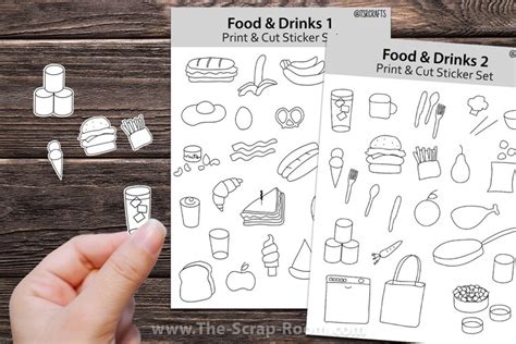 Food-and-drink themed free planner stickers printable designs