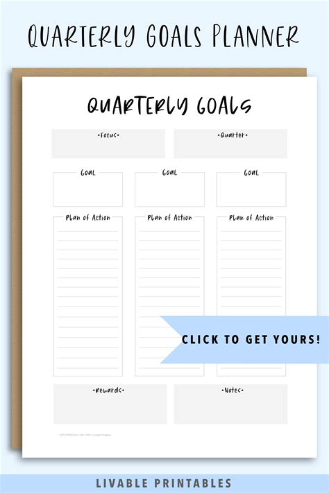 Planner template with goals section