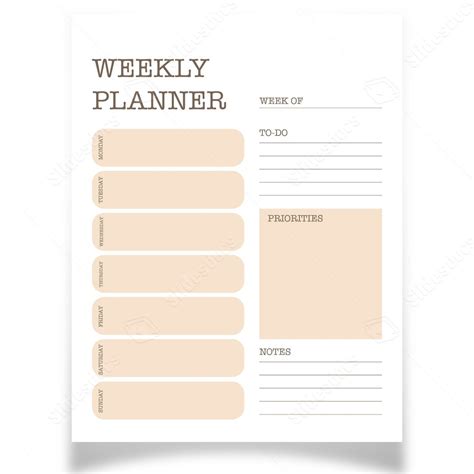 Planner template with reminders section