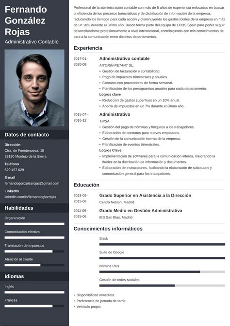 Plantilla CV para emprendedores