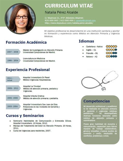 Plantilla CV para profesionales de salud