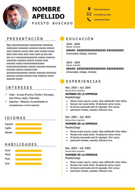 Imágenes de plantillas de curriculum vitae en español gratis