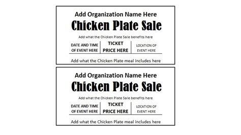 Plate Sale Ticket Templates