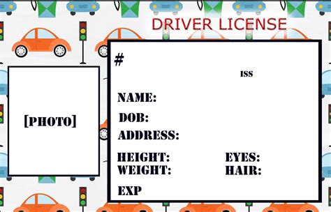 Play Learning Driver's License Template