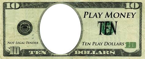 Play money template with different denominations