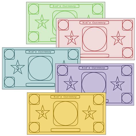 Play money template for kids example