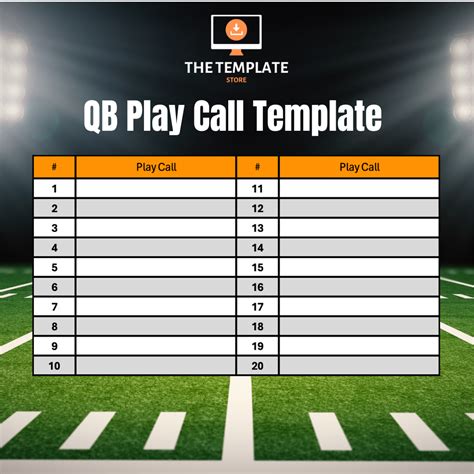 Football Play Call Sheet Template Example 6