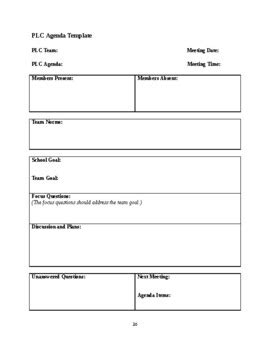 PLC Agenda Template Tips