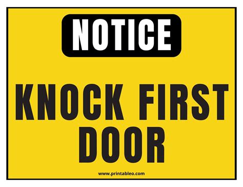 A printable please knock sign on a door