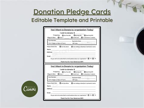 Editable Pledge Card Template