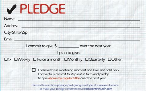 Pledge Card Template Design