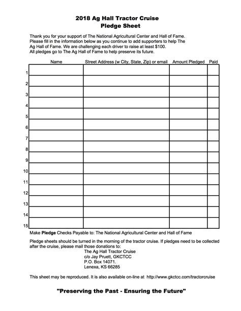 Pledge Sheet Template Example 2